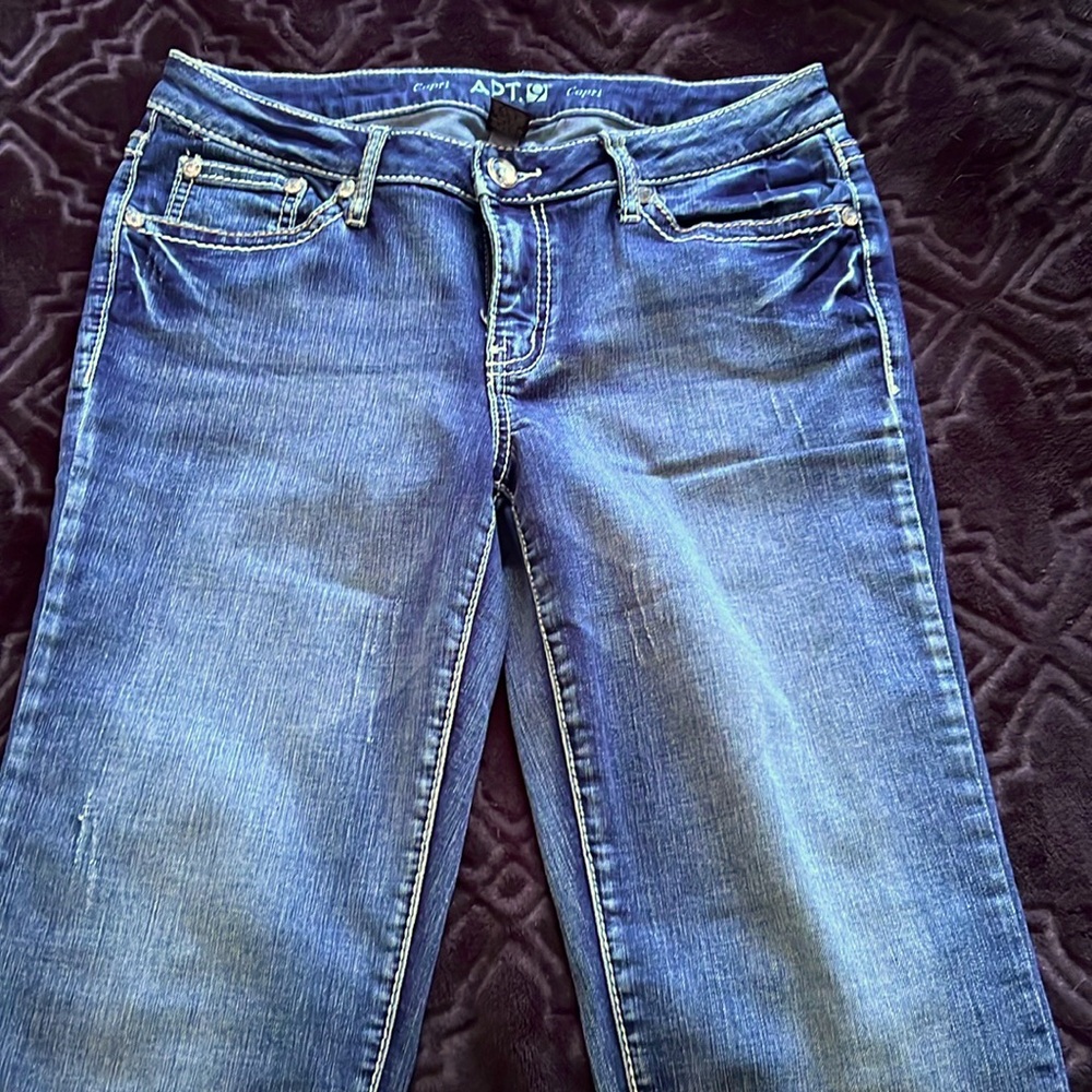 Denim Capris with bejeweled pockets